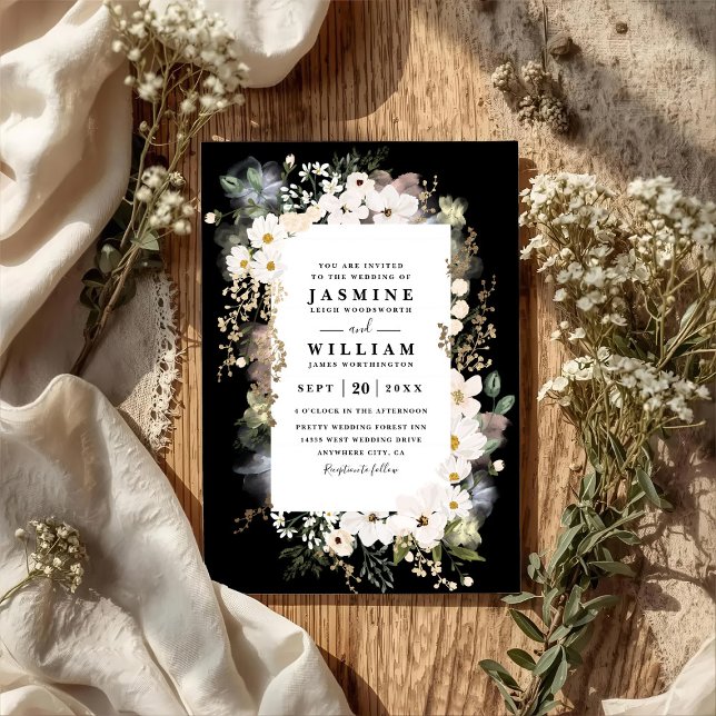 Invitación Boda Código QR Moderno Elegante Flores Silvestres  (Subido por el creador)