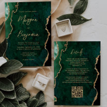 Boda Código QR Moderno en Verde Esmeralda con Letr