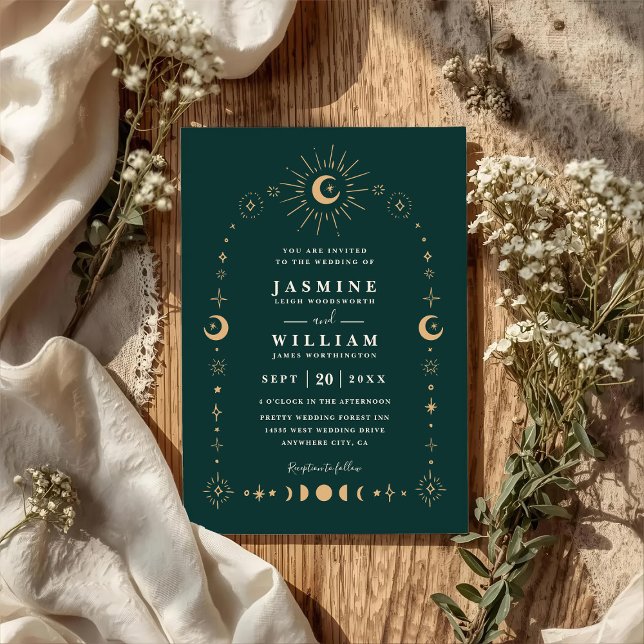 Invitación Boda Código QR Noche Luna Galaxia Celestial Boho (Subido por el creador)