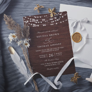 Invitación Boda Código QR País Occidental Girasol Rústica