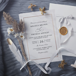 Invitación Boda Código QR Presupuesto Moderno Mármol de Lujo