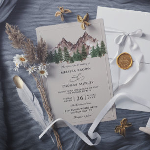 Invitación Boda Código QR Presupuesto Rústico Árbol Bosque Mo