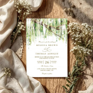 Invitación Boda Código QR Presupuesto Rústico Sauce Llorón