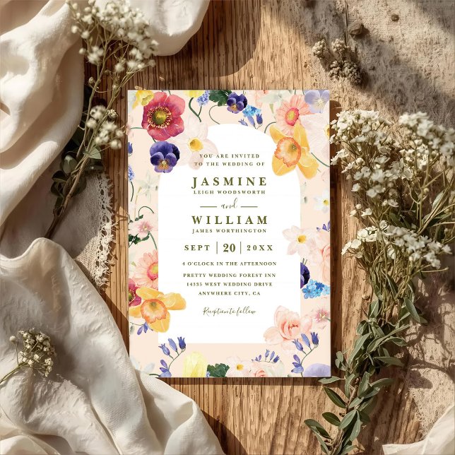 Invitación Boda Código QR Rústico Arco de Flores Silvestres (Subido por el creador)