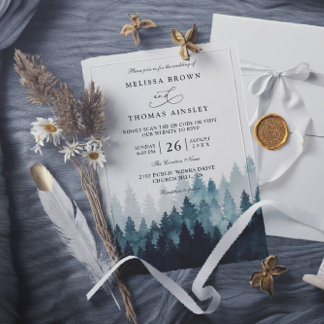 Invitación Boda Código QR Rústico Bosque Aventura Rústica