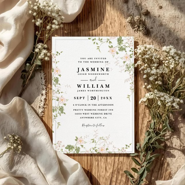 Invitación Boda Código QR Rústico Flores Precisas Románticas (Subido por el creador)