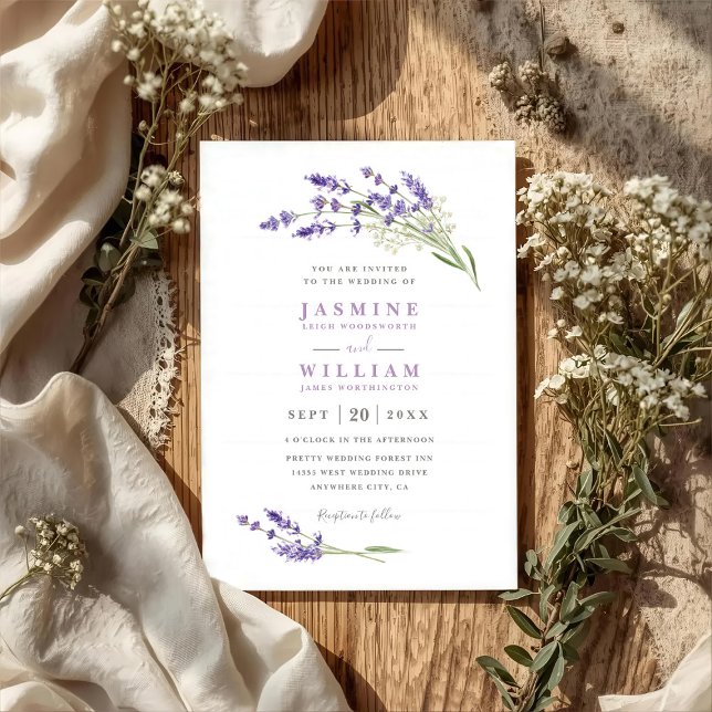 Invitación Boda Código QR Rústico Lavanda Granja Elegante (Subido por el creador)