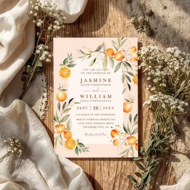Invitación Boda Código QR Rústico Naranjas Jugosas Verde (Subido por el creador)