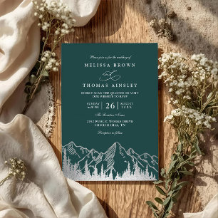Invitación Boda Código QR Rústico Pino Bosque Montaña