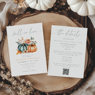 Invitación Boda Código QR Todo en Uno Calabaza Enamórate