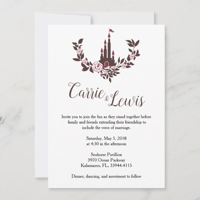 Invitación Boda Colección Castillo Cuento de Hadas (Anverso)