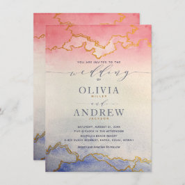 Invitación Boda color agua ocmbre rosa y azul