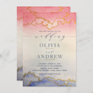Invitación Boda color agua ocmbre rosa y azul