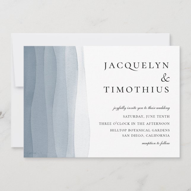 Invitación Boda color azul naranja (Anverso)