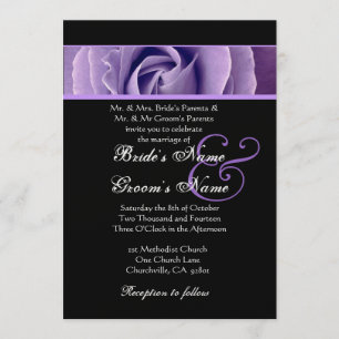 Invitación Boda color de rosa del iris y negra púrpura del