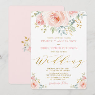 Invitación Boda color de rosa floral rosada de Rubor de la