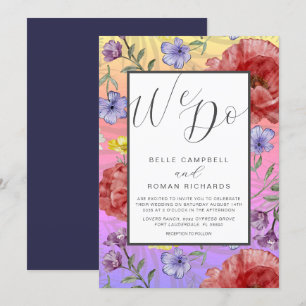 Invitación Boda Colorida con Flores Silvestres Acuarela Boho