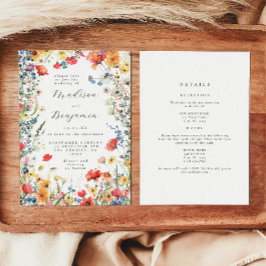 Invitación Boda Colorida de Flores Silvestres Todo en Uno