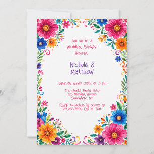Invitación Boda Colorida Floral Mexicana 