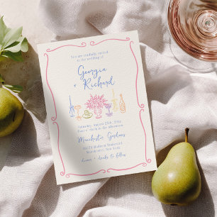Invitación Boda Colorida y Original con Dibujos a Mano