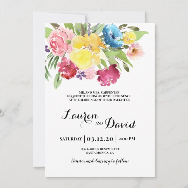 Invitación Boda colorido (Anverso)