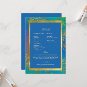 Invitación Boda Colorido Azul y Oro Real