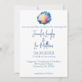 Invitación Boda colorido de la concha de vieira de color