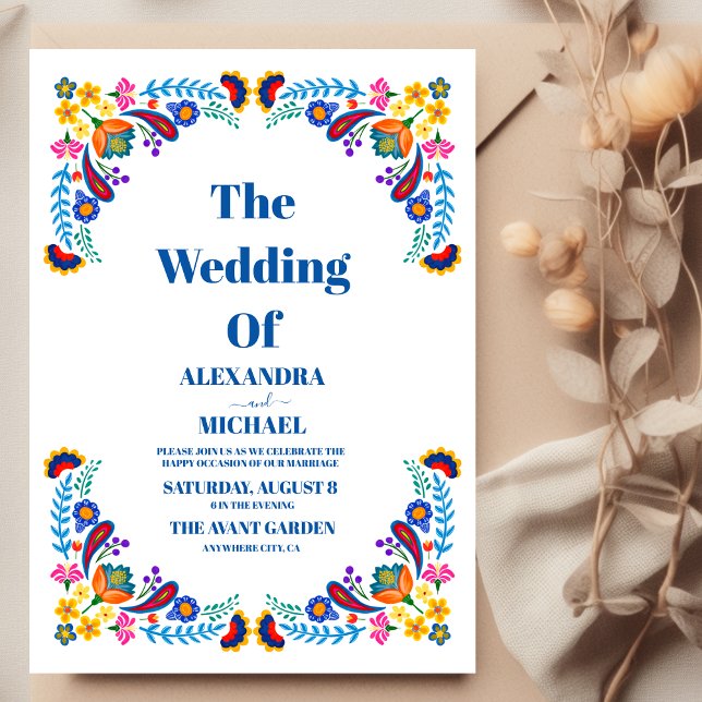 Invitación Boda colorido del bordado mexicano (Subido por el creador)