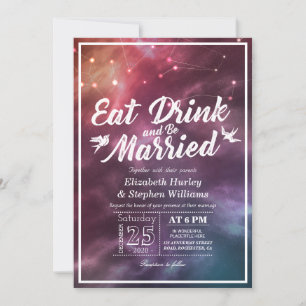 Invitación Boda Comer Bebida Estar Casado Con Las Constelacio