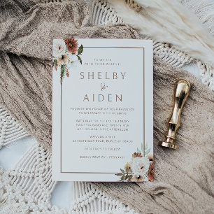 Invitación Boda Comprimido Neutral Beige-Boho