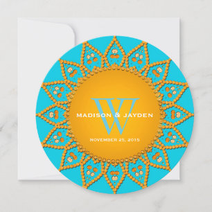 Invitación Boda Compromiso Aqua y Naranja Sunshine