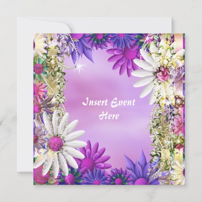 Invitación Boda compromiso cumpleaños morado rosa (Anverso)