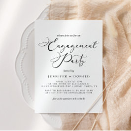 Invitación Boda Compromiso Escritura Simple Moderna Negra