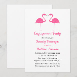 Invitación Boda Compromiso Flamencos Rosados Playa Tropical
