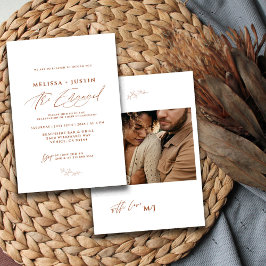 Invitación Boda Compromiso Foto Carta a Mano de Terracota 