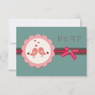 Invitación Boda, compromiso Pájaros del amor, corazón RSVP In