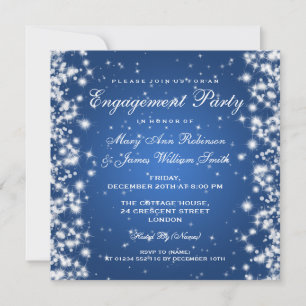 Invitación Boda Compromiso Winter Sparkle Blue