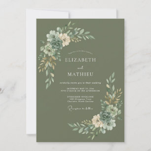 Invitación Boda con Acento de Flor de Salvia