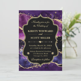 Invitación Boda con Acentuados Toques de Dorado y Purpura de 