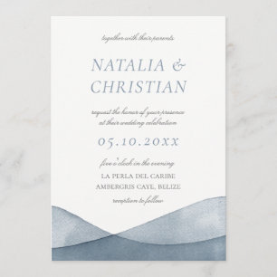 Invitación Boda con Acuarela Azul Sumergida