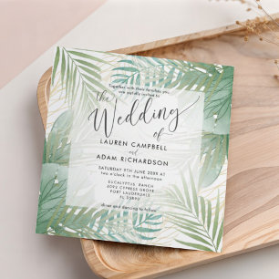 Invitación Boda con Acuarela Botánica Tropical Monstera