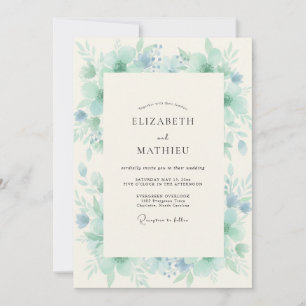 Invitación Boda con acuarela de agua turquesa brumosa