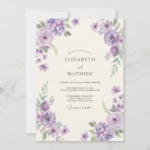 Invitación Boda con Acuarela de Orquídea Violeta