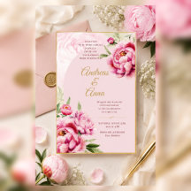 Boda con Acuarela de Peonía Rosa Rubor