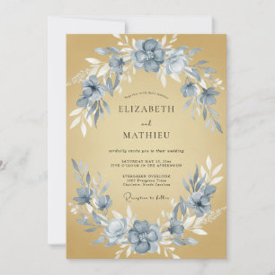 Invitación Boda con Acuarela de Pizarra y Mostaza
