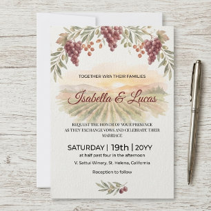 Invitación Boda con Acuarela del Viñedo de Napa Valley