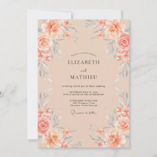 Invitación Boda con acuarela etérea de melocotón