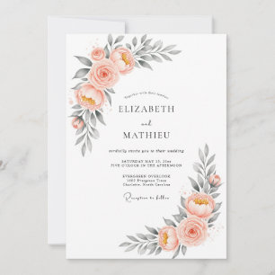 Invitación Boda con acuarela luminosa de melocotón