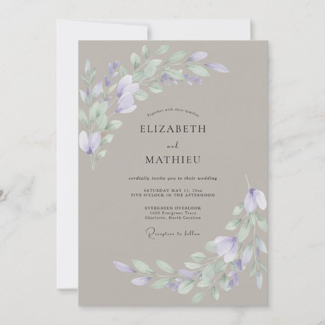 Invitación Boda con Acuarela Suave de Champiñones (Anverso)