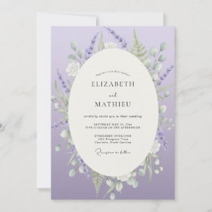 Invitación Boda con Acuarela Violeta de Lujo